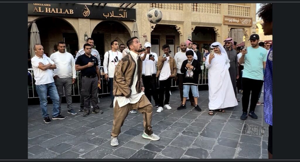 Faraj Rahil performing in traditional Libyan attire