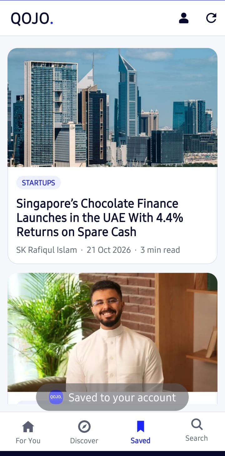 Qojo app saved stories screen